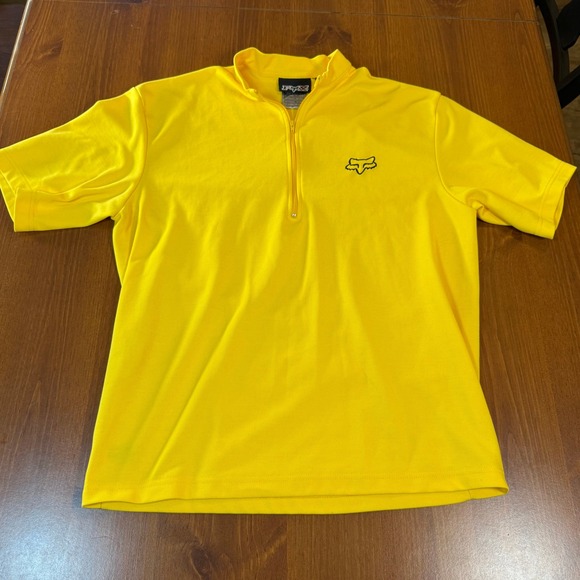 Fox Racing Mens Yellow Short Sleeve 1/4 Zip Cycling Jersey Casual Sport Shirt - Picture 1 of 6